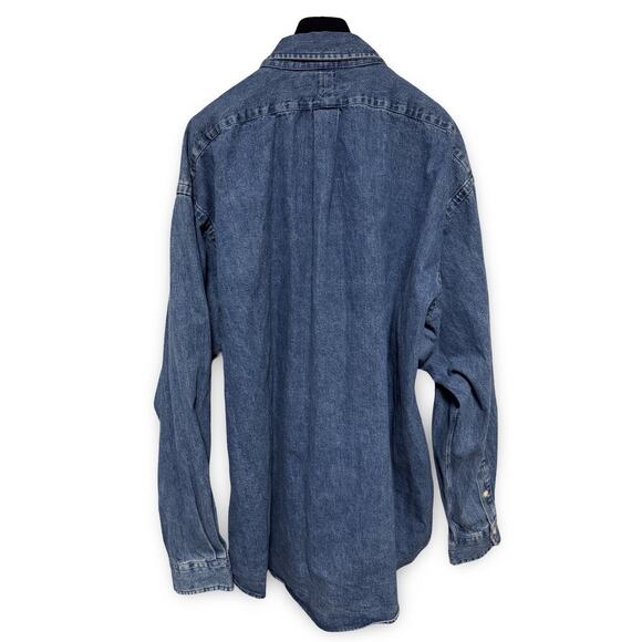 Vintage Ralph Lauren 90s Denim Shirt Mens Size XXL 100% Cotton - Picture 3 of 10